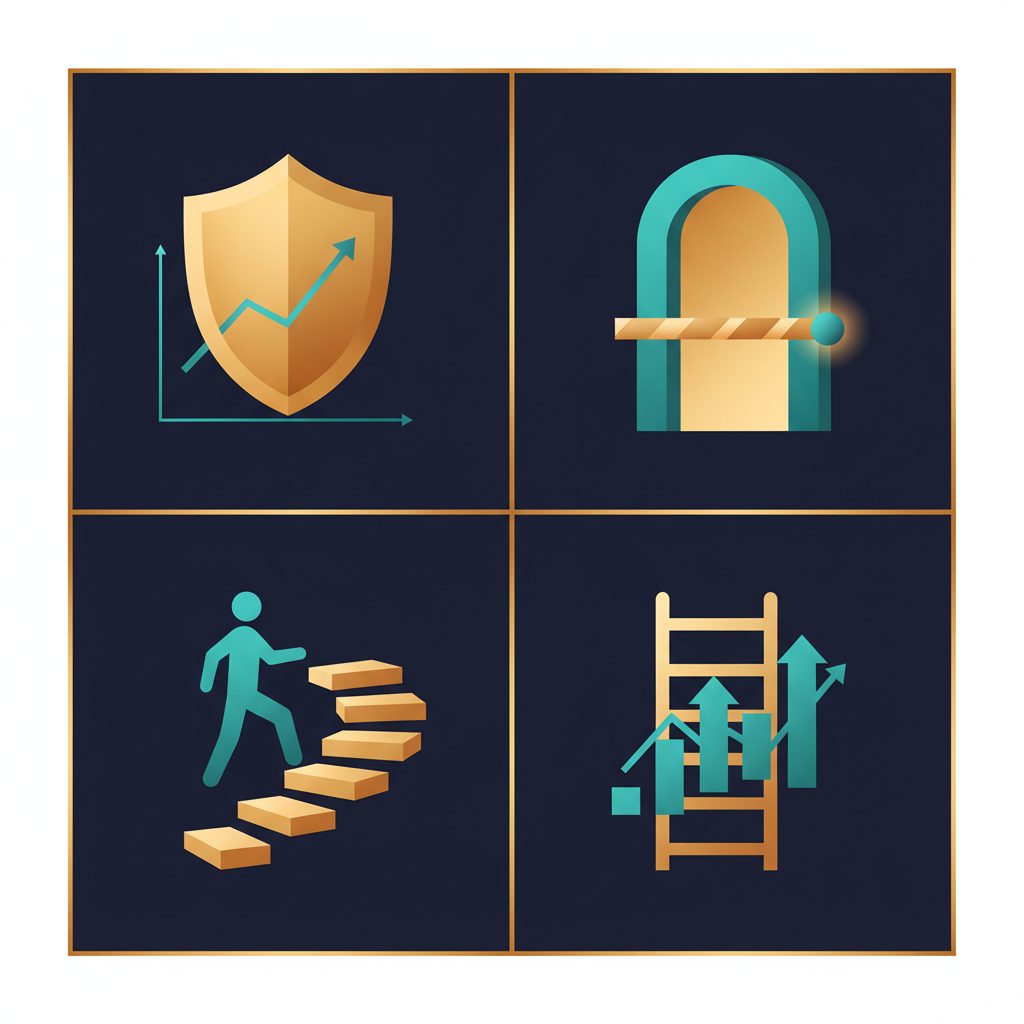 The main types of market linked products — PPN, ELN, autocallable, accumulator — as four abstract panels